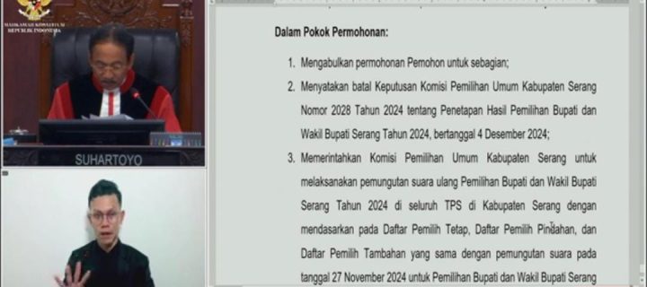 MK Perintahkan PSU Pilkada Kabupaten Serang 2024, Kemenangan Istri Mendes Yandri Dibatalkan