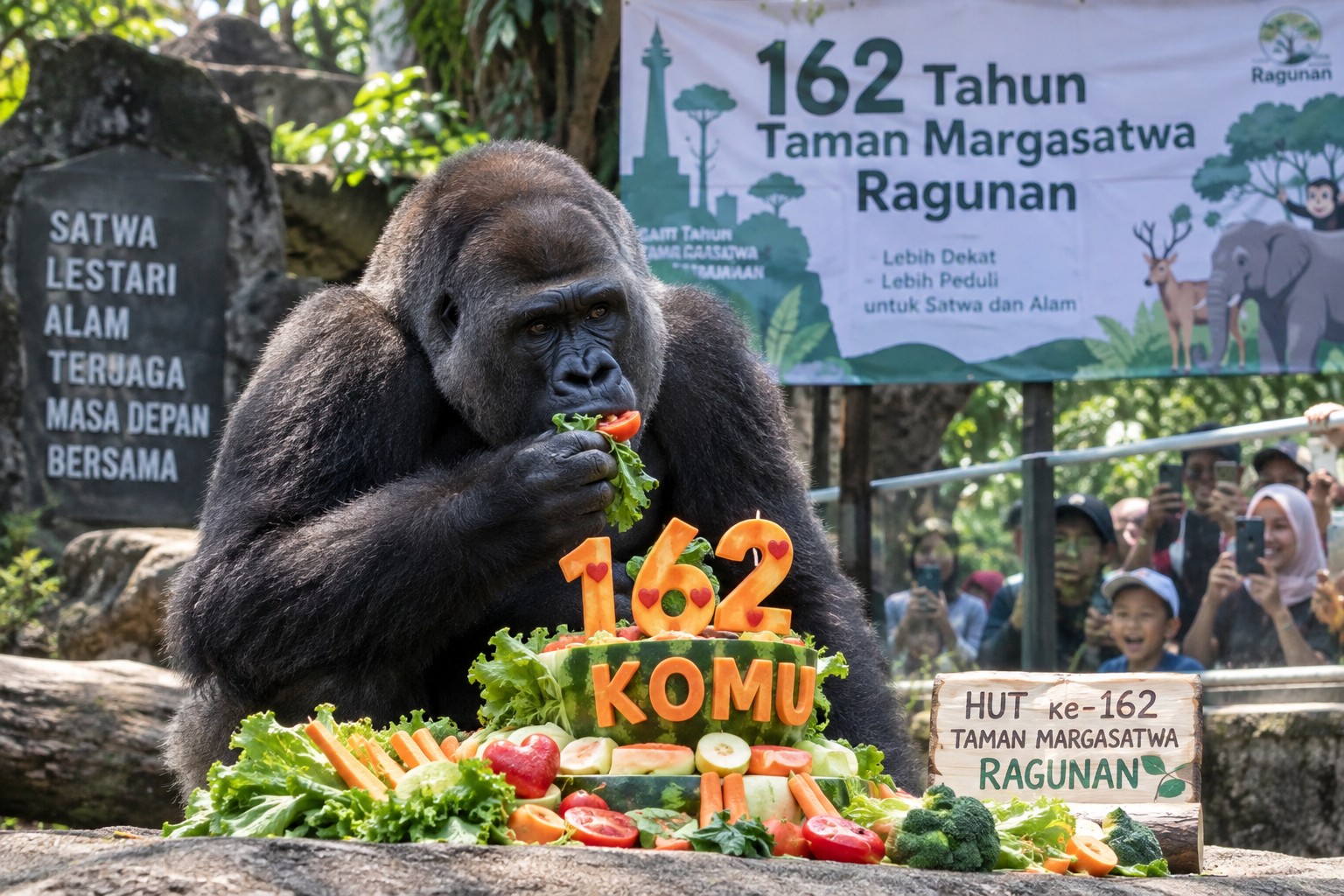 Gorila Komu Ikut Rayakan HUT ke-162 Ragunan, Ada Momen Seru Bareng Pengunjung!