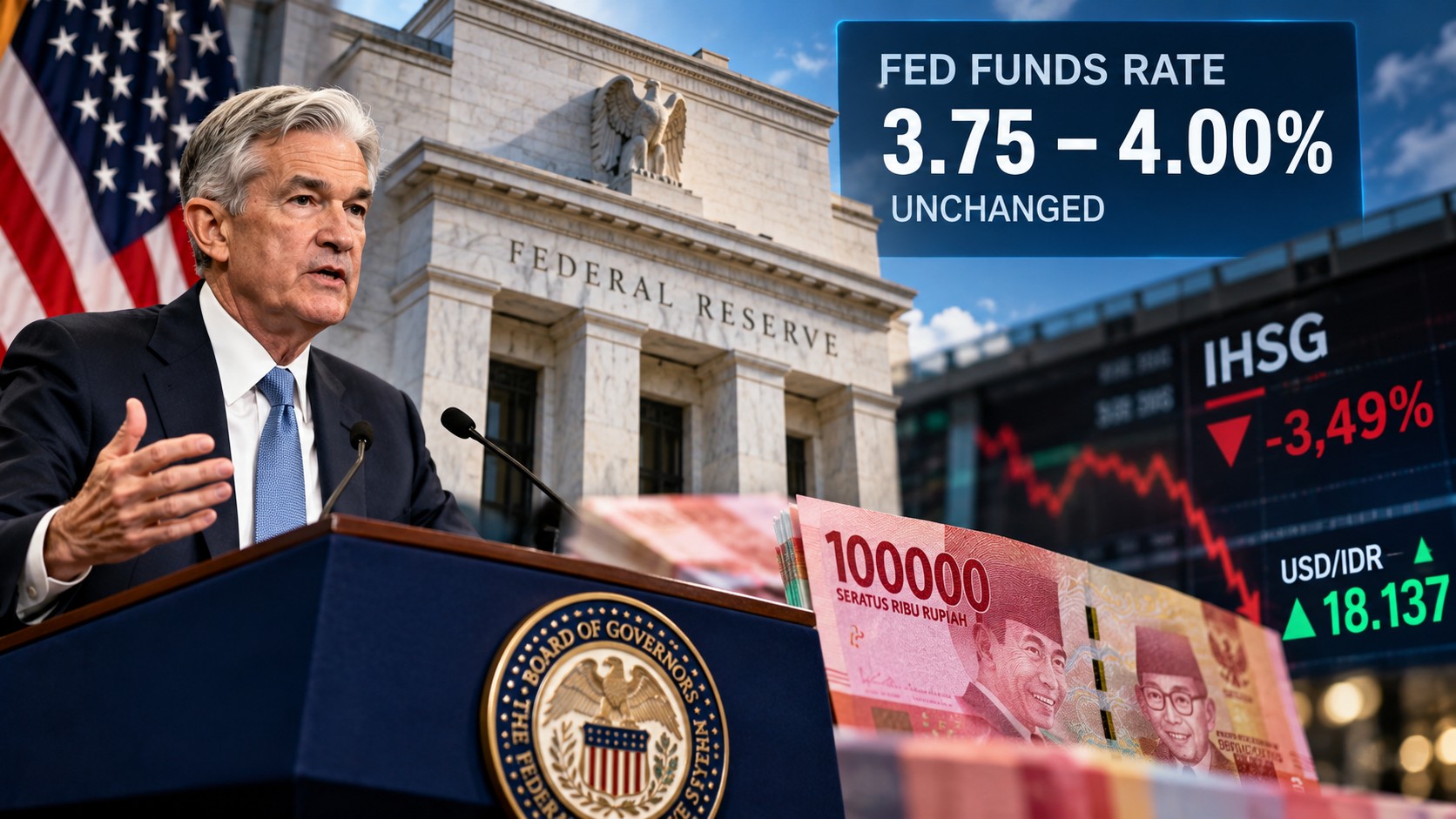 The Fed Tahan Bunga di 3,75–4,00 Persen: Kenapa Rupiah Menguat tapi IHSG Tetap Anjlok?