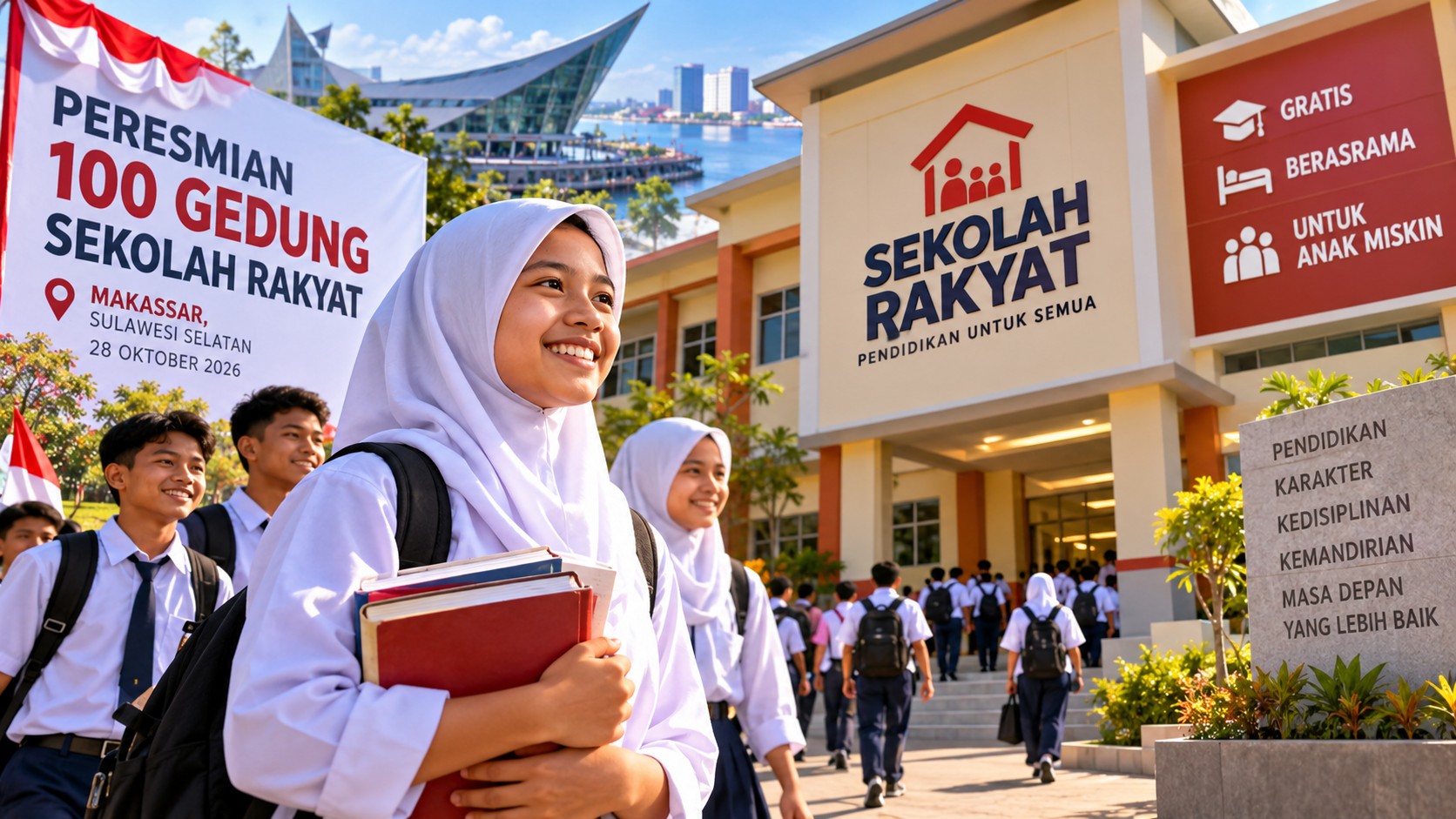 Sekolah Gratis Berasrama untuk Anak Miskin: 100 Gedung Sekolah Rakyat Diresmikan di Makassar