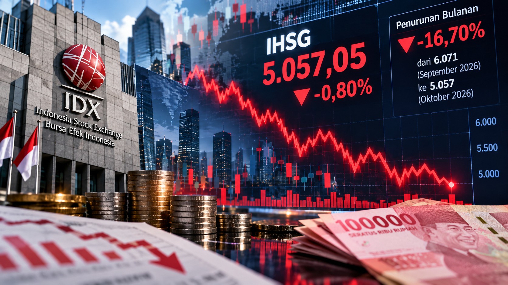 Jebol 5.000 Lalu Bangkit: IHSG Tutup Oktober di 5.057, Sebulan Anjlok 16,7 Persen