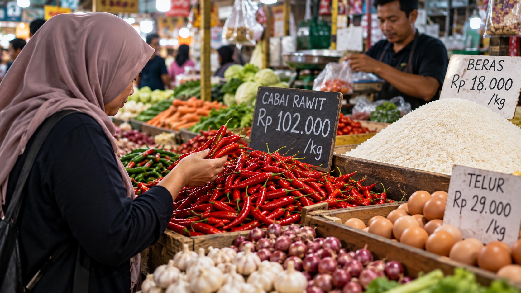 Harga Pangan Masih Bergerak, Cabai Tembus Rp100 Ribu, Beras dan Telur Berbeda Arah